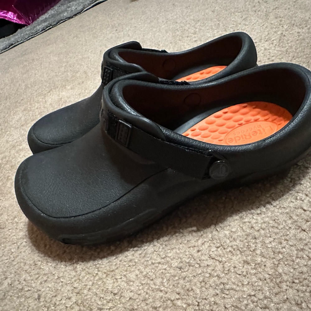 CROCS Black Mules with Orange Insole